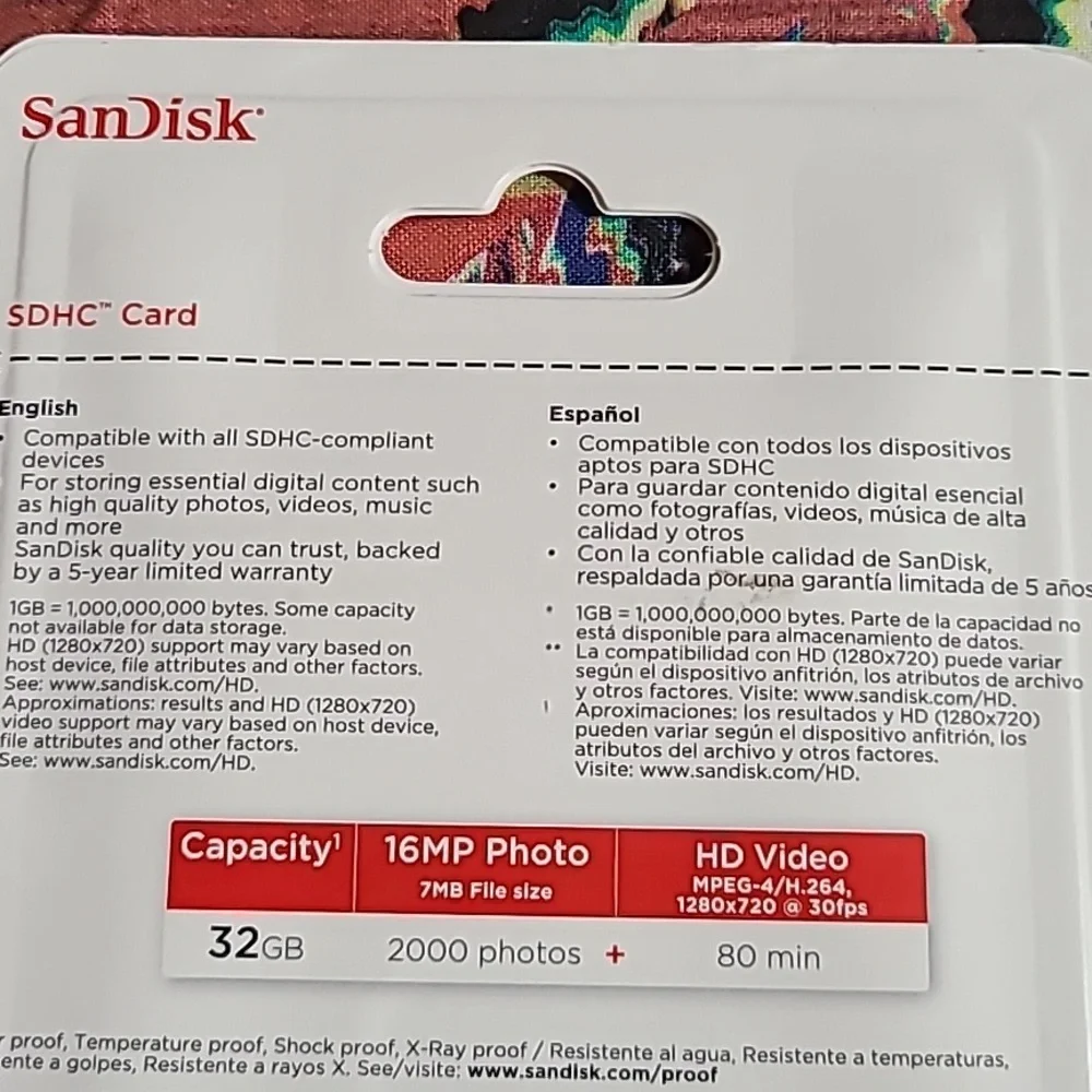 SanDisk SDHC Card HD Video 32GB New & Sealed